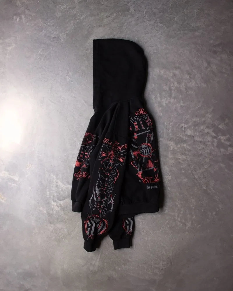 High Street Fashion Brand Harajuku Retro Anime Print Oversized Hoodie