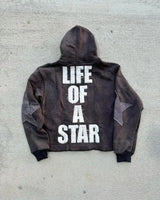 Gothic Retro Harajuku Star Embroidered Letter Oversized Hoodie Mens An