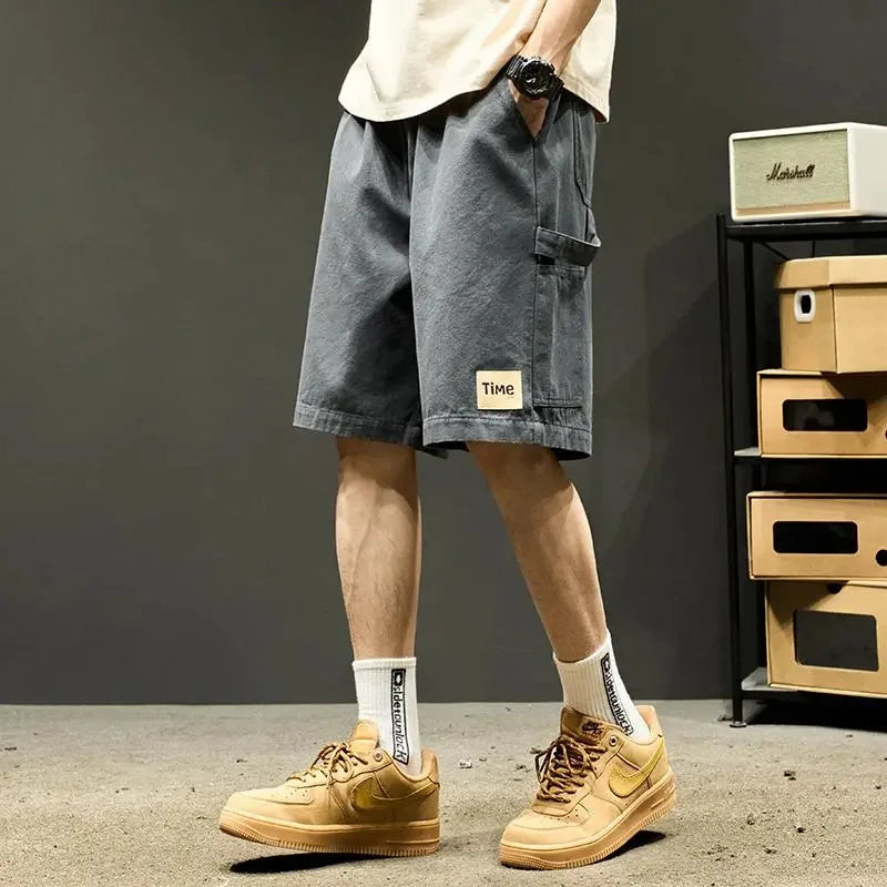 summer american casual retro shorts for men 2025 new loose straight short sweatpant streetwear fashion five point baggy bermudas unique joggers style 336