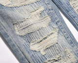 mens high street denim jean pants new casual blue slim ripped holes straight zipper jeans trousers hip hop streetwear joggers unique joggers style 770