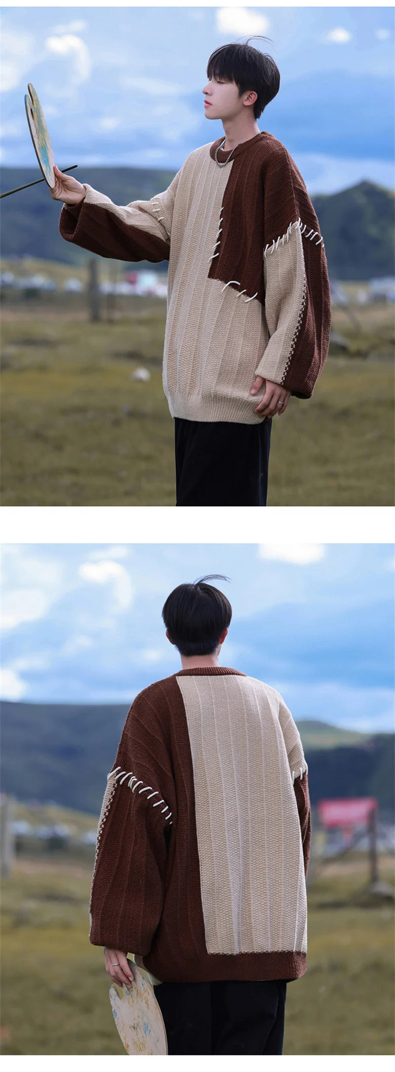 oversized flame jumper, 2025 fashion trend, fire knit jumper in oversized streetwear fashion