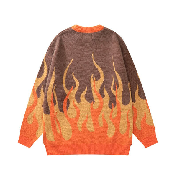 "Yellow Flame" Unisex Men Women Streetwear Graphic Sweater Daulet Apparel