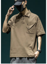 Gothic Angelcore design – Summer New Button Pocket Polo Shirt For Men Casual Short Sle