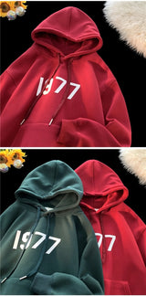 2024 New Men Hoodies Large Size Casual Male Clothing 1977 Print Fashio