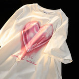 Women Tshirt Y2k Tops Tees 2022 Bright Heart Cotton Summer Short Sleeve Streetwear Casual Korean Grunge Loose Aesthetic Clothing