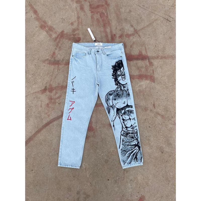 harajuku popular anime kokushibo print baggy jeans new style wide leg trouser y2k streetwear for men women high waist pants unique jeans style 4279