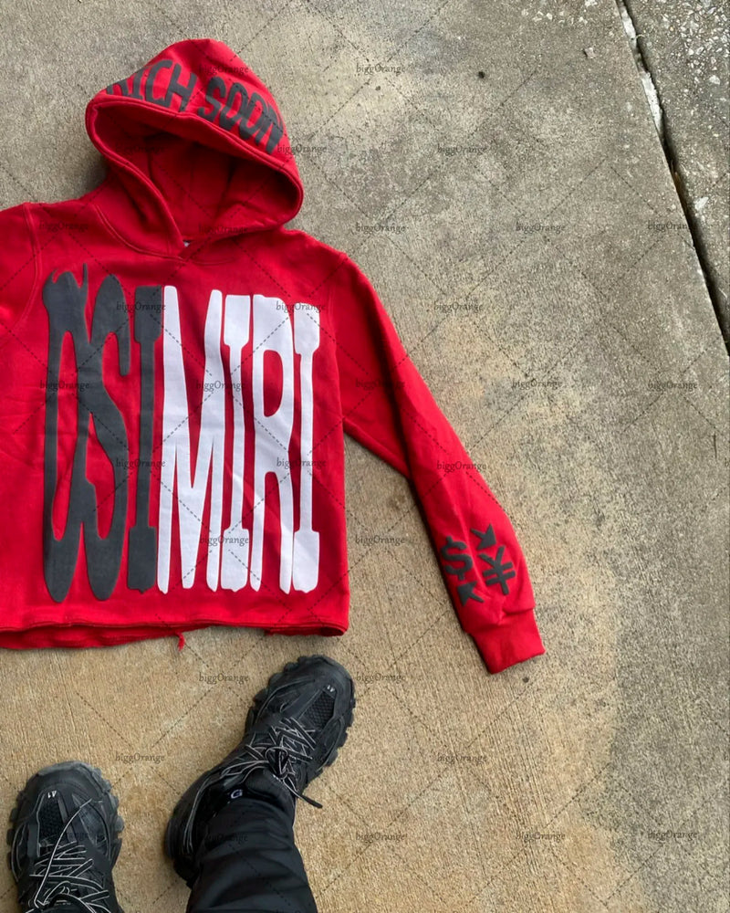 2023 New Fashion Streetwear Letters Oversized Print Pullover Hoodie Me