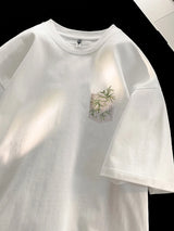 Gothic Crying character – New Chinese Style Bamboo Print Short Sleeve Tee Shirts Mens
