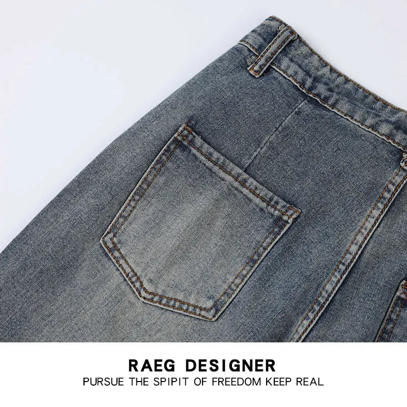 butterfly patches embroidered washed straight vintage baggy fitting jeans for men high street distressed jeans pants women unique jeans style 4482