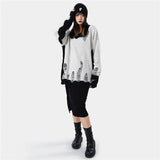 hip hop streetwear knitted sweater sweater 2022 mens harajuku ripped holes new casual v neck tops cotton loose pullover sweaters - anime inspired graphic hoodie, oversized streetwear hoodie, urban fashion pullover