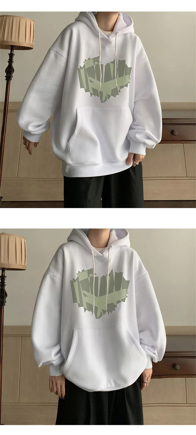 Autumn New Love Graphic Print Hoody Sweatshirts Man Hip Hop Oversized