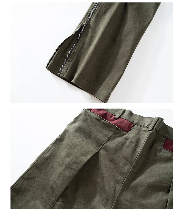 hip hop pants retro cargo straight pants mens patchwork side zipper harajuku streetwear joggers men casual loose cotton trousers unique joggers style 1920