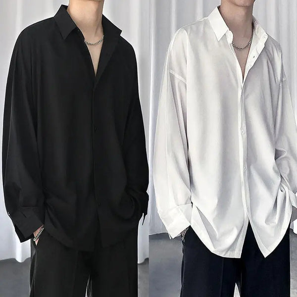 2023 Spring New Light Luxury Fashion Shirt Men Korean Version Long-sleeved Loose Casual Men Clothing Boutique Clothing