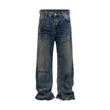 distressed washed blue dirty frayed baggy denim trousers for men and women straight hip hop loose casual jeans oversized ripped baggy denim