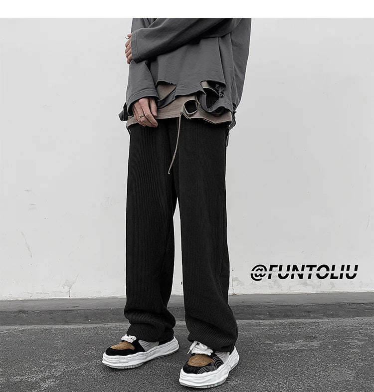 spring brown black corduroy pants men fashion retro casual pants men streetwear loose hip hop straight pants mens trousers m 2xl unique default style 3768