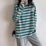 Y2k Vintage print – Design Niche Slit Striped Bottoming Shirt Women Autumn And W
