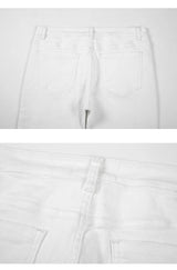 high street white knee pleated vertical stripe elastic fit skinny jeans male casual small leg jeans pants slim mens clothing unique jeans style 3689