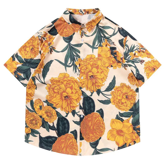 Retro Hawaiian Beach Summer Tops Casual Loose Streetwear Fashion Short Sleeve Shirt