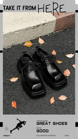 High Street Increase Derby Shoes Men's Streetwear Fashion Thick Sole Platform PU Leather Casual Luxury Designer Shoe