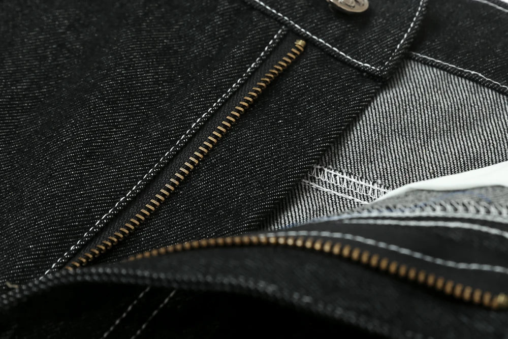 y2k streetwear multi pockets embroidery washed summer jeans shorts for men wide leg baggy casual denim over knee length pants unique jeans style 4744