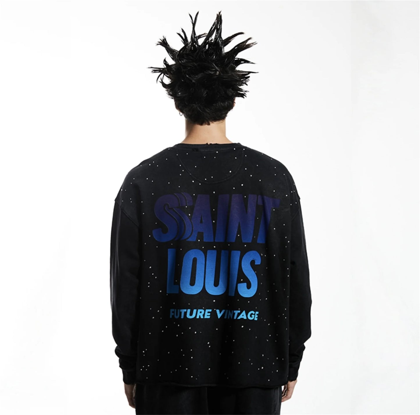 Oversized darkwear hoodie with eerie typography and grunge designs