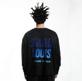 Oversized darkwear hoodie with eerie typography and grunge designs