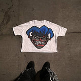 Skatercore Anime panel – American Fashion Trend Letter Print Oversized Round T Shirt
