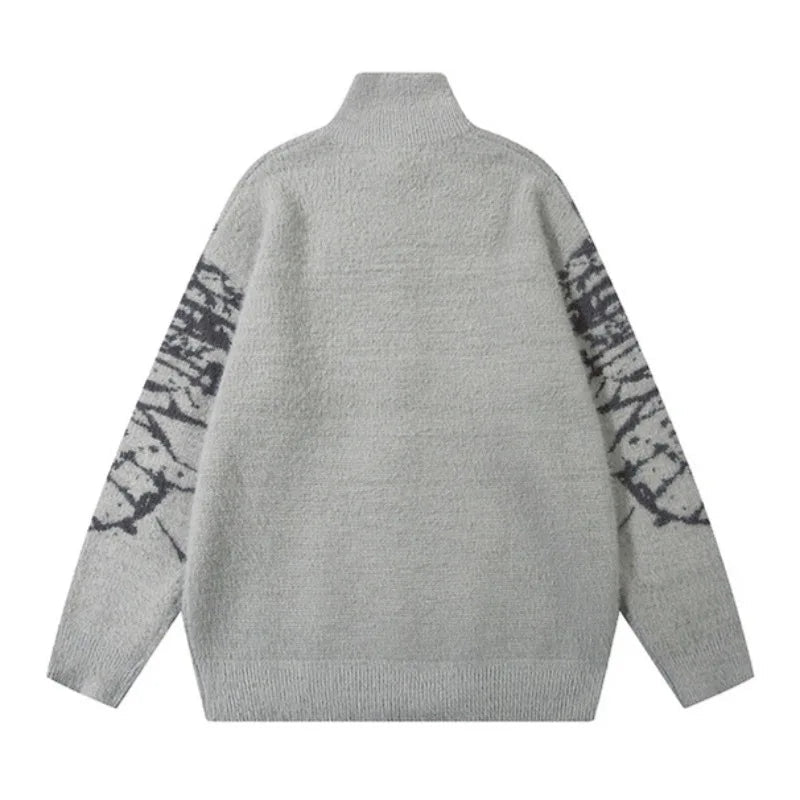 fire graphic sweater, 2025 fashion trend, cozy fashion fit, stylish street outfit, modern aesthetic appeal