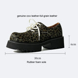 Men Leopard Genuine Leather Streetwear Fashion Casual Retro Derby Shoes Cityboy Cow Leather Height Increasing Shoes Loafers Man