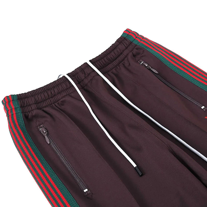 rose red embroidery pants casual men woman loose retro side edge weaving sweatpants trousers straight leg pants unique joggers style 4936