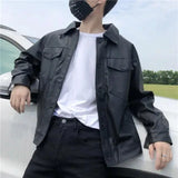 2022 Autumn New Light Luxury Fashion Motorcycle Leather Jacket Men Loose Korean Version PU Leather Jacket Jacket All-match