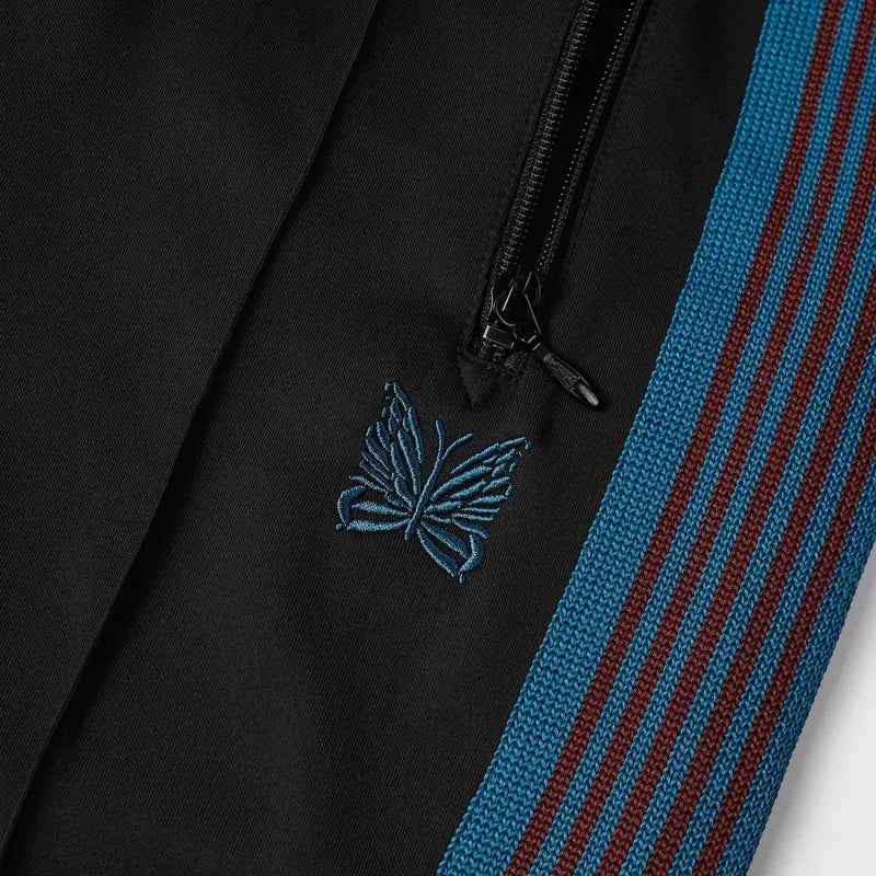 black new sweatpants pants men woman zipper drawstring embroidery side edge weaving stripe straight cylinder trousers unique joggers style 5352