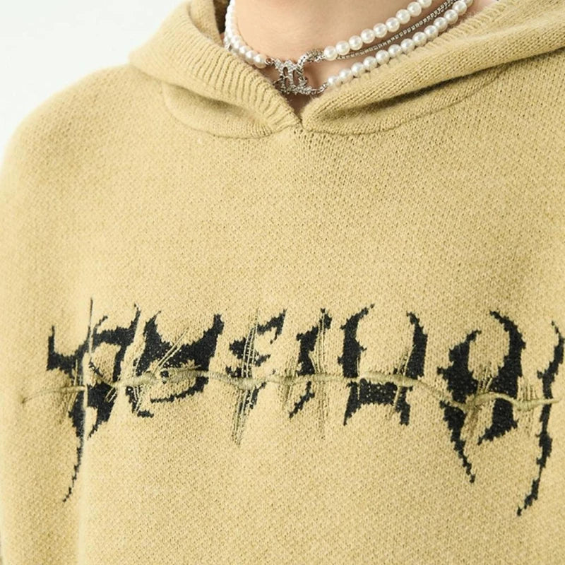 grunge fire sweater, streetwear drip, cozy knitwear for men, oversized grunge aesthetic winter top