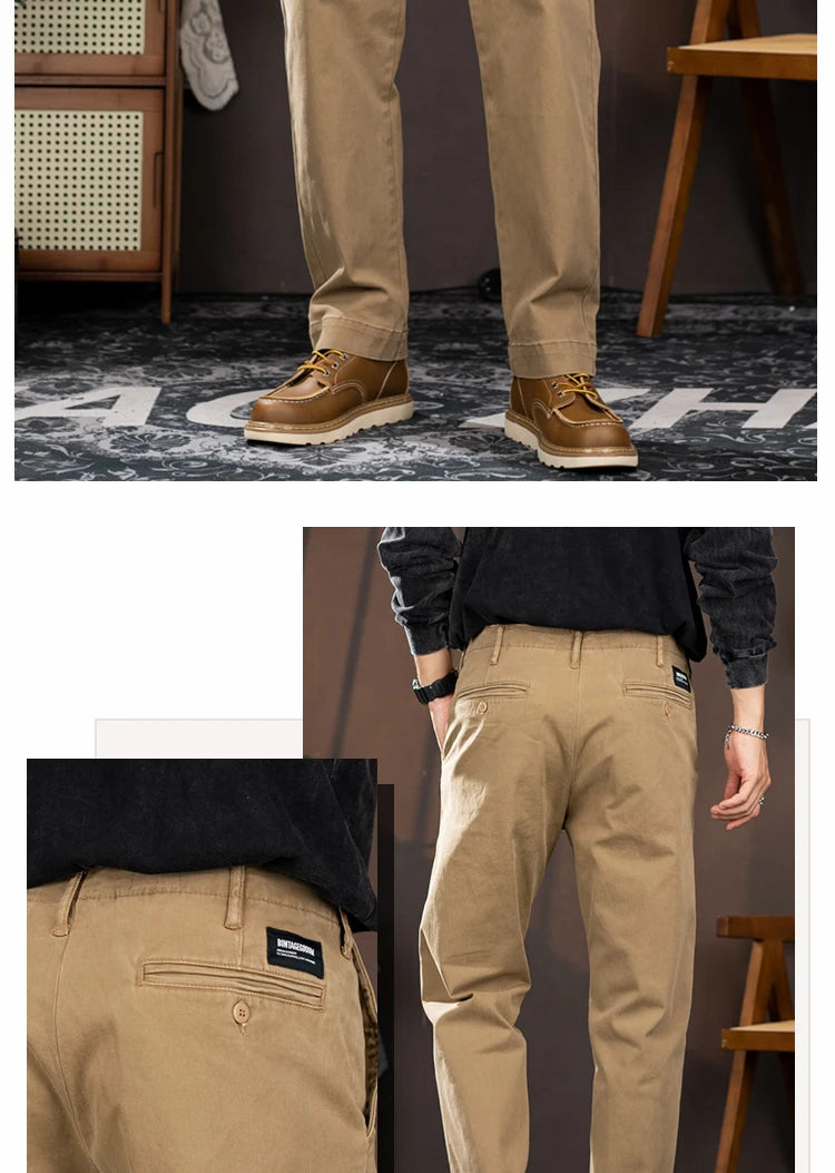 men american retro handsome loose casual business pure cotton pants japanese amikaji fashion straight cargo pant trouser unique cargo style 2507