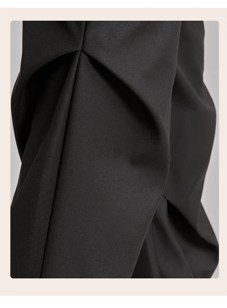 extended length edition wrinkle fashion men streetwear fashion hip hop vibe loose casual straight black suit pant trousers unique default style 1919