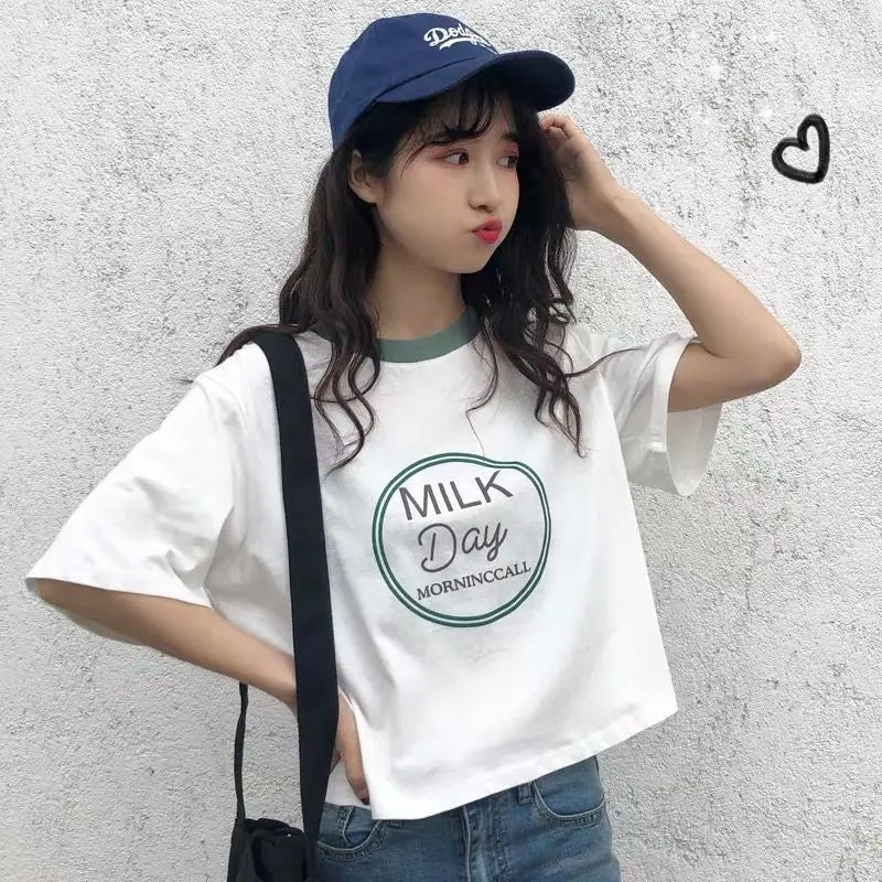 Y2k Tribal flame – Short Short Sleeved T Shirt For Female Students New Korean S