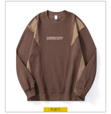 Men Handsome Splice Embroidery Fashion Loose Casual Pullover Sweatshir