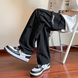american retro straight leg cargo pants mens baggy casual outdoor gym trousers autumn thin tactical quick dry pantalones hombre multi-pocket cargos