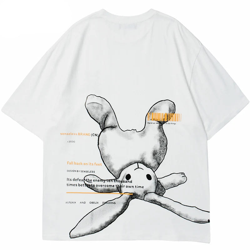 Y2K Graphic Tee – Hip Hop Streetwear Tshirt 2023 Men Cute Rabbit Letter Printe – Modern Streetwear for Everyone