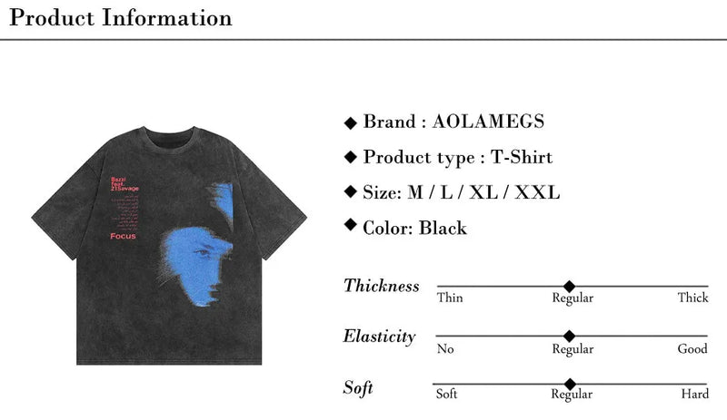 Anime Melting smiley – Mens Hip Hop Mens Oversized T Shirt Face Shadow Letter Graph