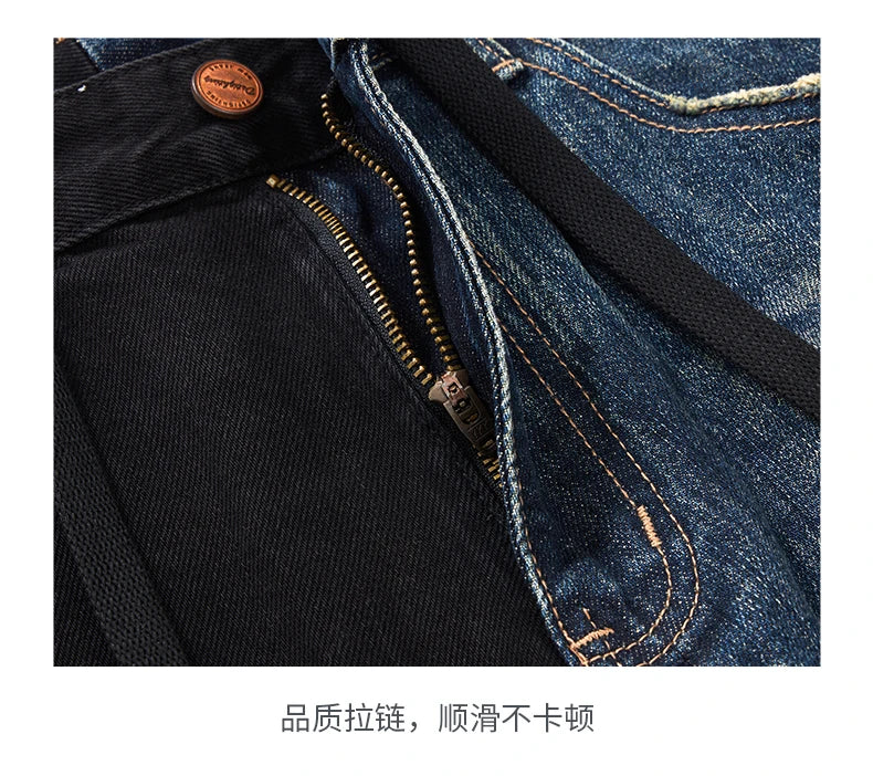 men streetwear fashion black blue splice hip hop loose casual wide leg straight baggy jeans pant cityboy jeans pants trousers unique jeans style 2651