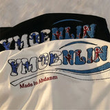 Glitchcore Melting smiley – Pure Cotton American Retro Simple Trendy Letter Short Sleeve