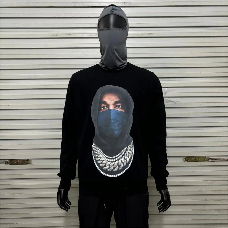 New 242SS Portrait Print High-Street Full Cotton Quality Heavyweight Casual Loose Pullover Long Sleeve Sweatshirt Tops For Men