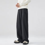 men bright line elastic waist streetwear fashion loose casual plus size straight suit pants work man business trousers unique default style 1950