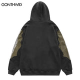 Hip Hop Men Hoodie Sweatshirt Y2K Embroidery Skeleton Skull Patch Punk