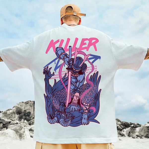 Skatercore Tribal flames – Samurai Slayer Harajuku Kawaii T Shirt Men Punk Y2K Print