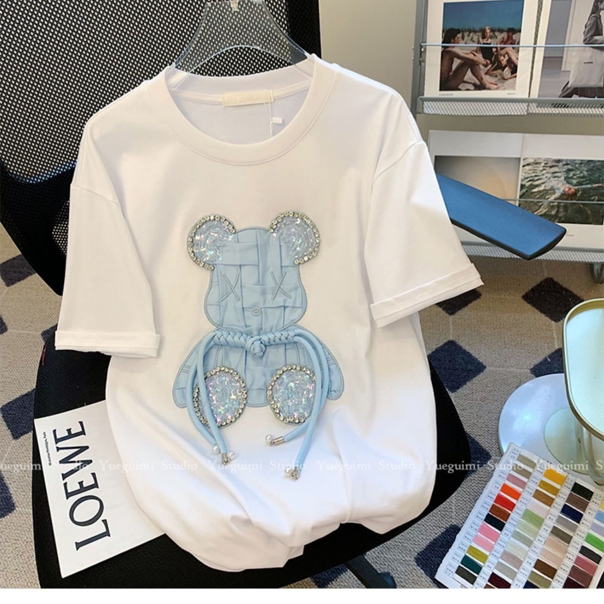 Trapwear Shirt – Luxury Embroidery Bear Diamond T Shirts Cute Cartoon – Modern Streetwear for Everyone