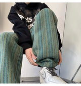 high quality stripe plaid mens trousers baggy straight fashion classic padded autumn winter casual pants male plus size m 8xl unique default style 1160