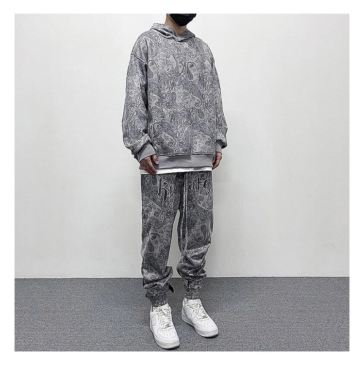 hip hop loose fit elastic waist pants fashion paisy ankle pants mens casual letter embroidery drewstring sportwear pants joggers unique joggers style 3522