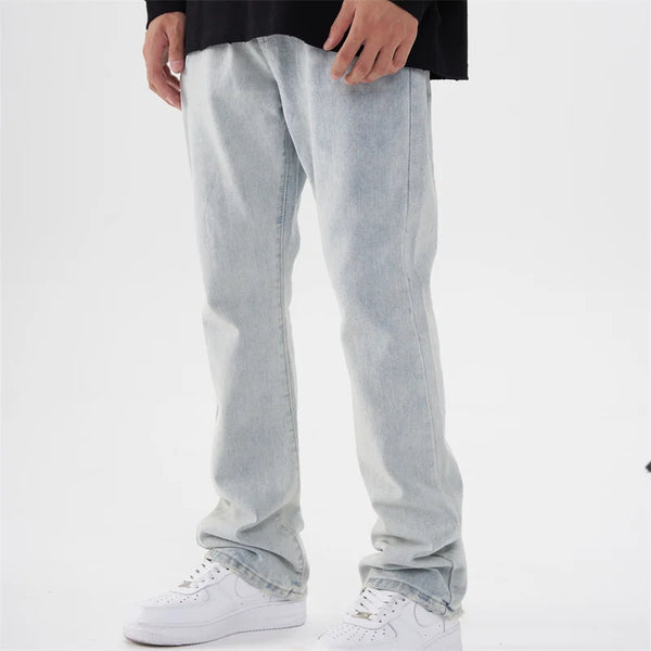 fashion back skull letters embroidery denim flare jeans mens zipper straight trouser hip hop streetwear pants joggers jeans men relaxed fit joggers